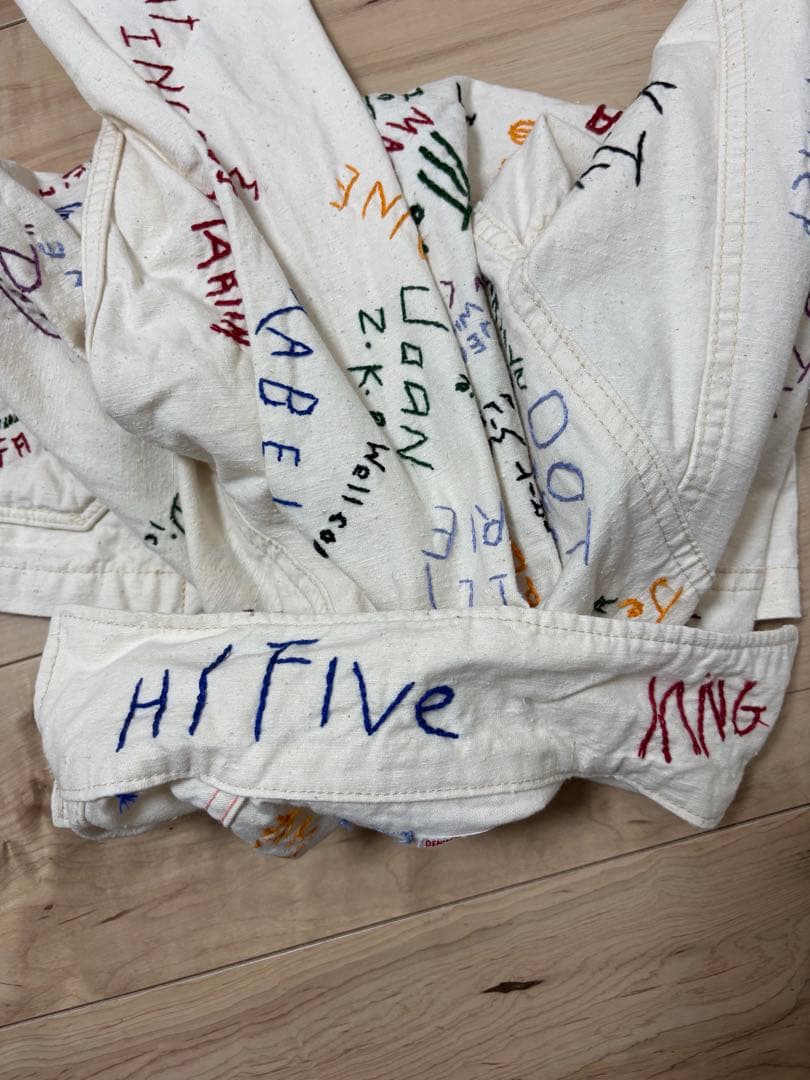 DENIMDUNGAREE カラフルラクガキハンド刺繍錆加工ボタンジャケット