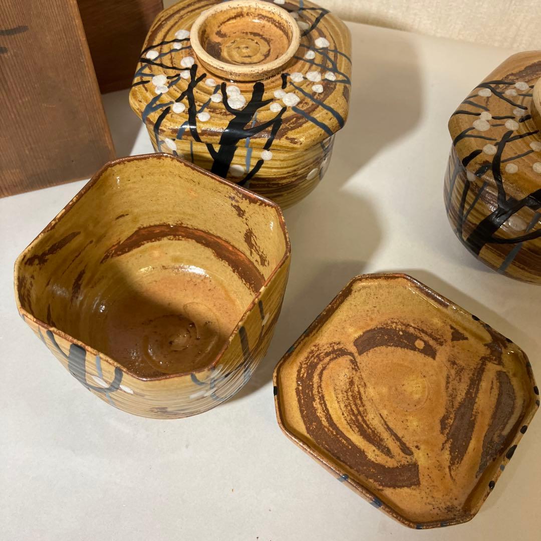 骨董蒸物盌（むしものわん）３客　京焼の名工「初代　宮永東山」作か？