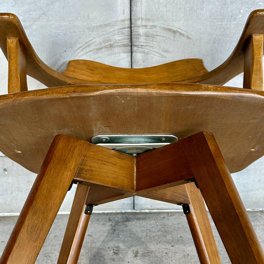 ✦マツダ家具✦ 木製 回転式ダイニングチェア 昭和レトロ 国産ヴィンテージ