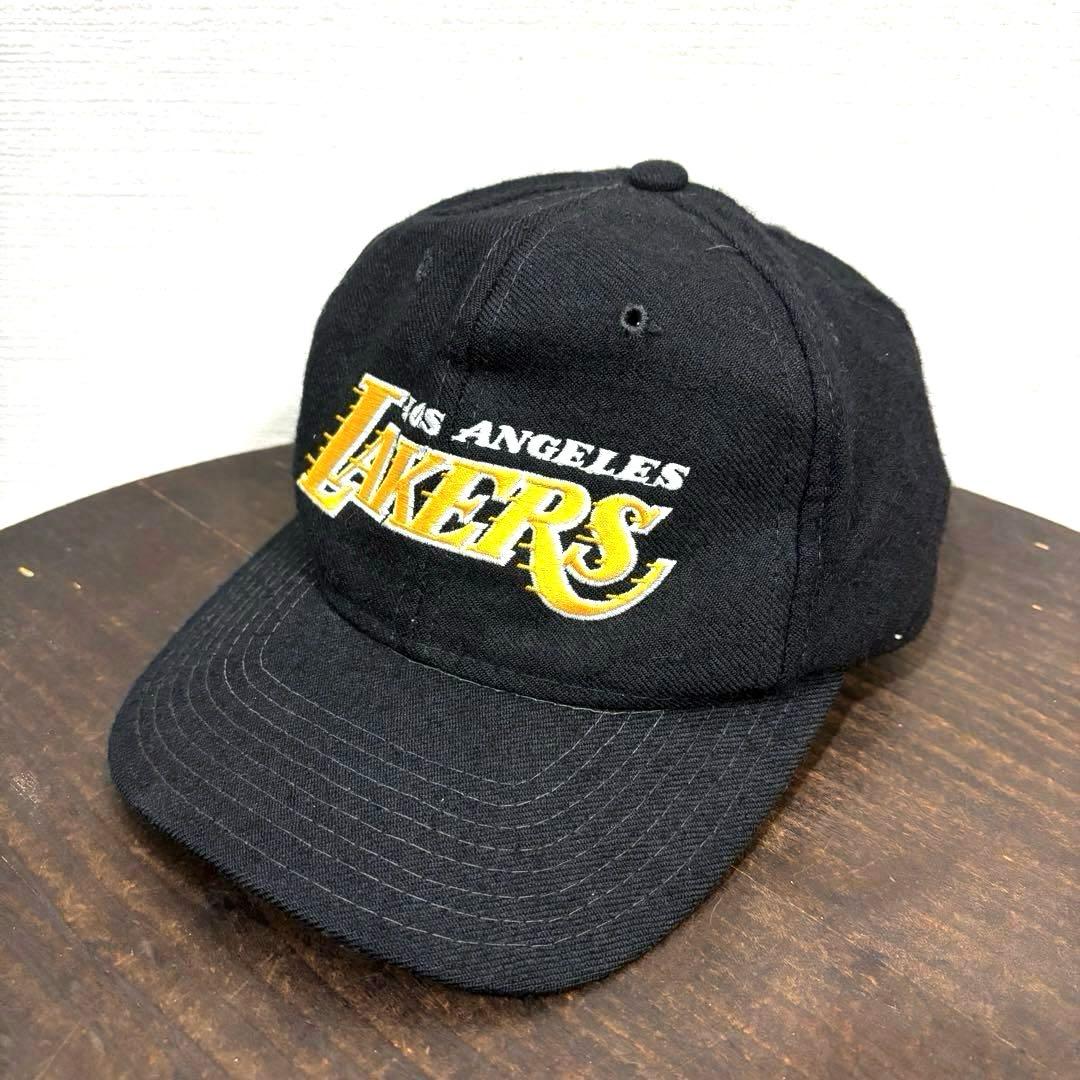 90s 黒 スターター ロサンゼルス レイカーズ オフィシャル ウール キャップ