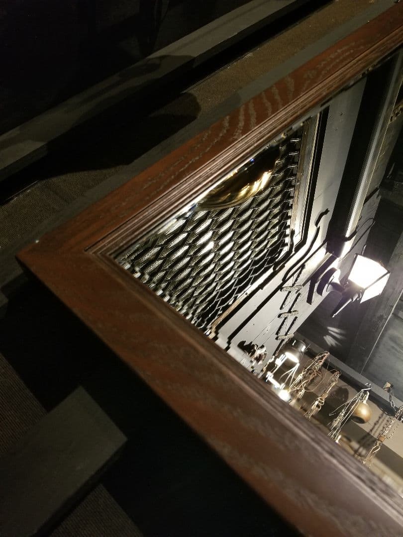 ブリティッシュ　ヴィンテージ　オーク　無垢材　フレーム　ウォール　ミラー