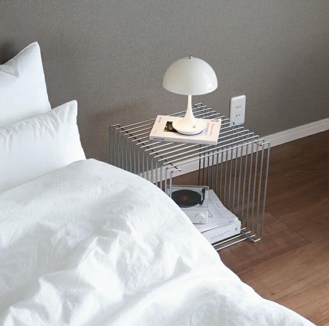 ワイヤー シェルフ 収納 ラック サイドテーブル ディスプレイ シルバー 金属