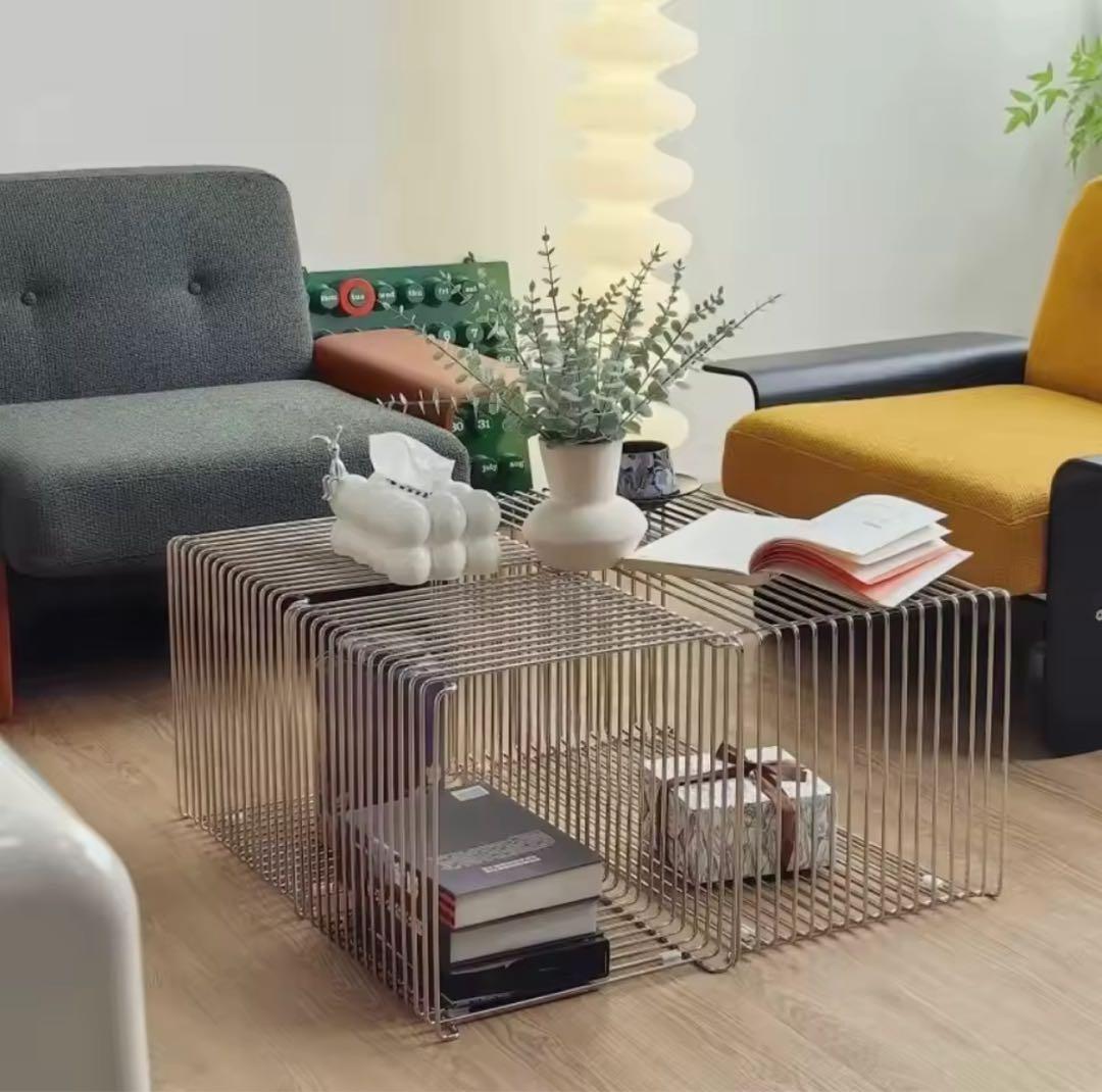 ワイヤー シェルフ 収納 ラック サイドテーブル ディスプレイ シルバー 金属