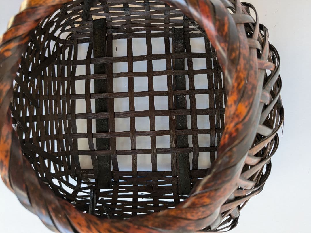 手付き花篭 花入 竹落とし付　　　茶道具　 華道具　竹籠 花籠 花籃　宗全籠