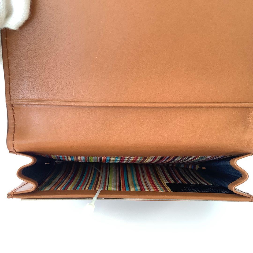 H N様★新品★ポールスミス★ベジタンストライプトリム カードケース★キャメル