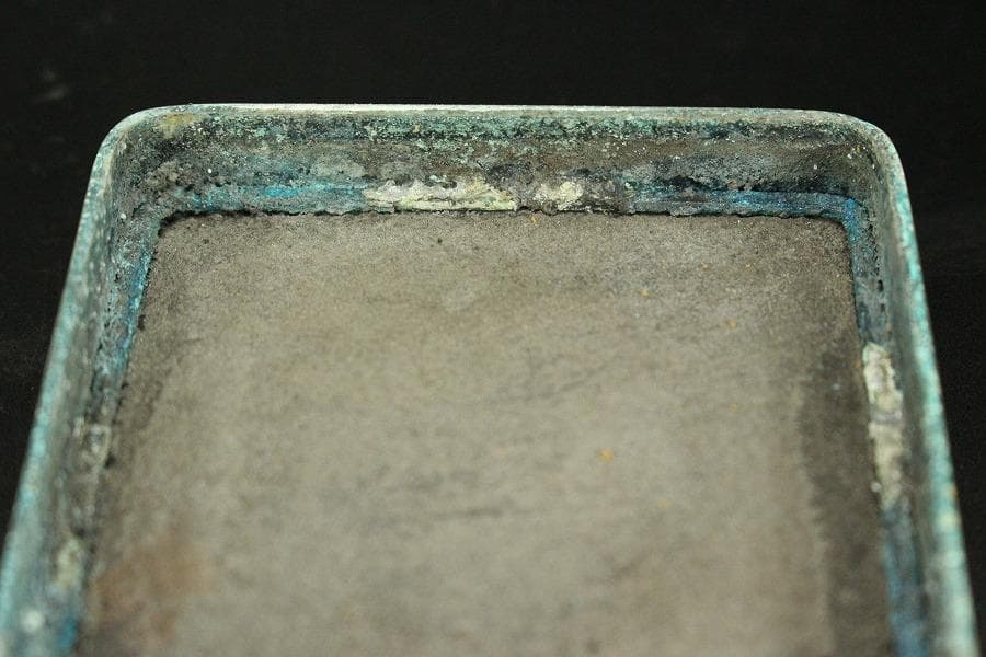 中国美術 古錫 刻 人物 題詞 朱肉 蓋物(HA432)