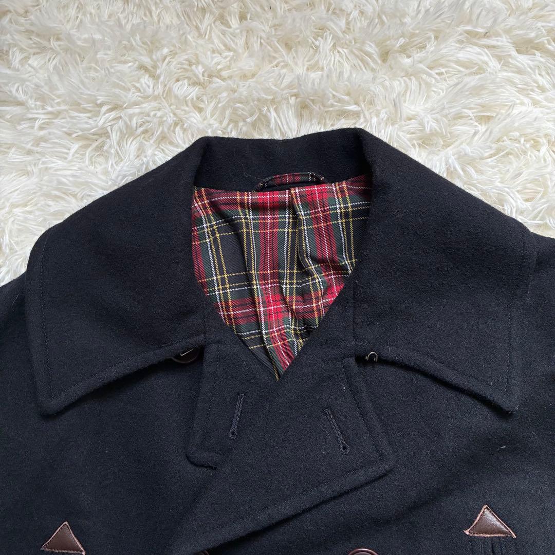 VAN jac ピーコート ウール チェック裏地 天然革 Lサイズ