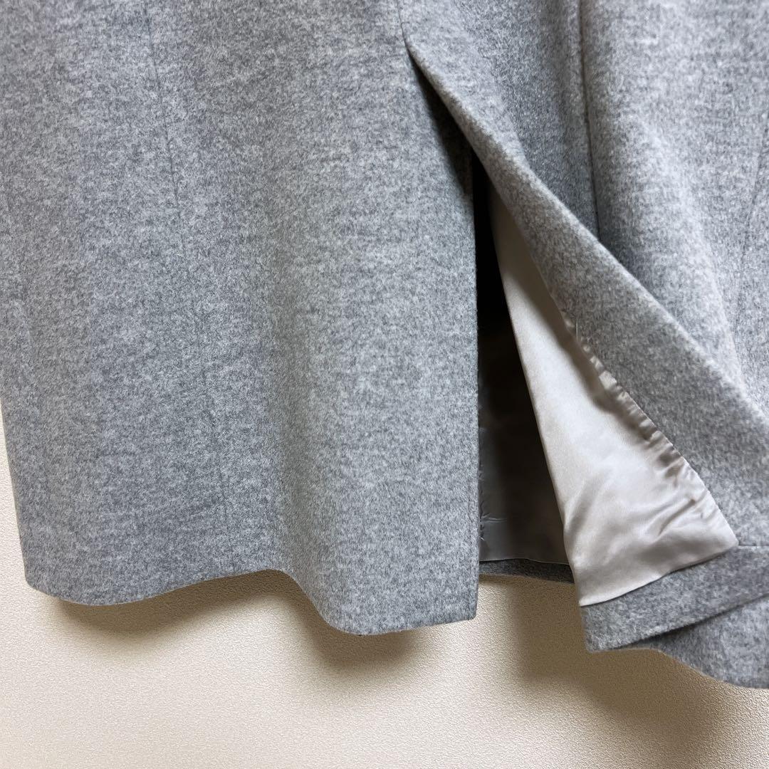 【極美品】 23区 ウール アンゴラ混 ビーバーフーデッド コート 44 グレー