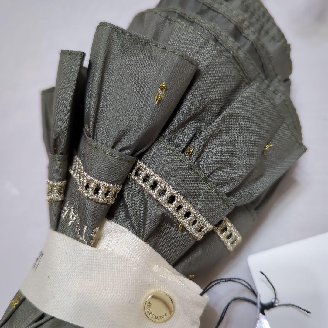 未使用✨ジルスチュアート 晴雨兼用傘 日傘トップフラット フリル ラメ カーキ