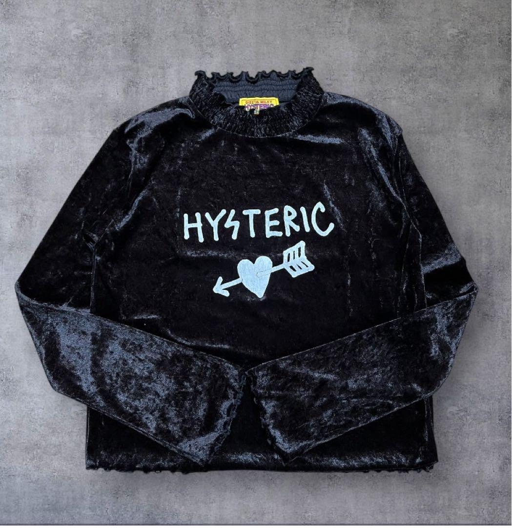 HYSTERIC GLAMOUR 長袖ベロアプルオーバー　トップス 黒　フリー