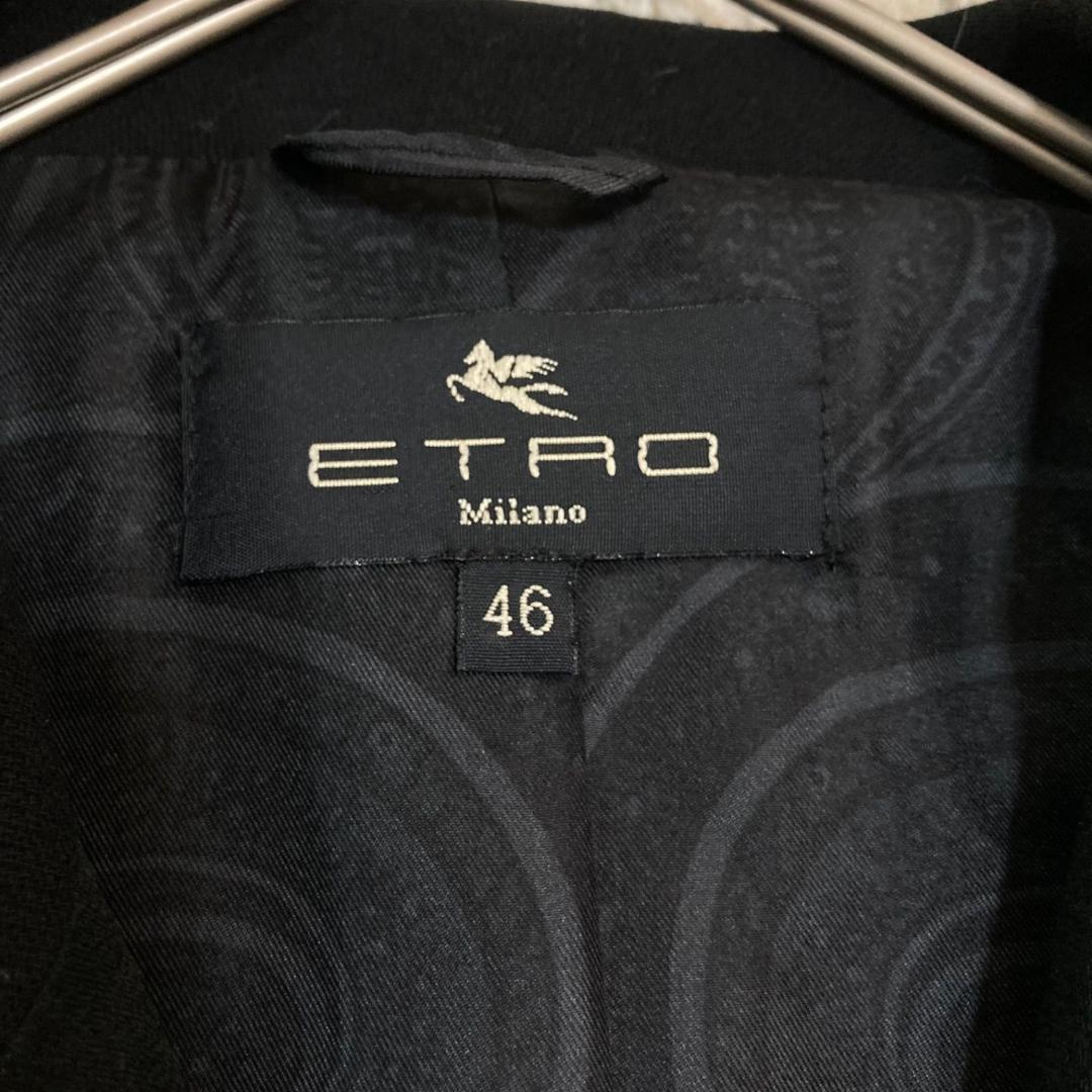 17541✨エトロ 46 2XL ダブルジャケット 裏地ペイズリー 総柄 黒