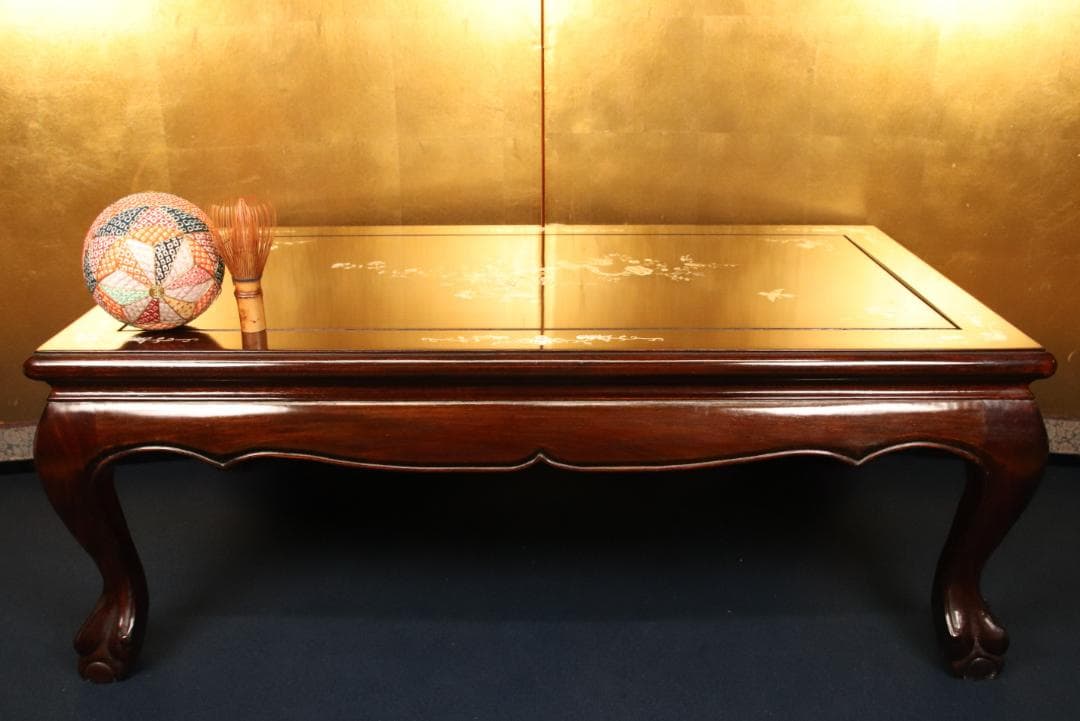 紫檀製　螺鈿細工　テーブル　文机　文台　花台　香炉台　幅88㎝　BE640