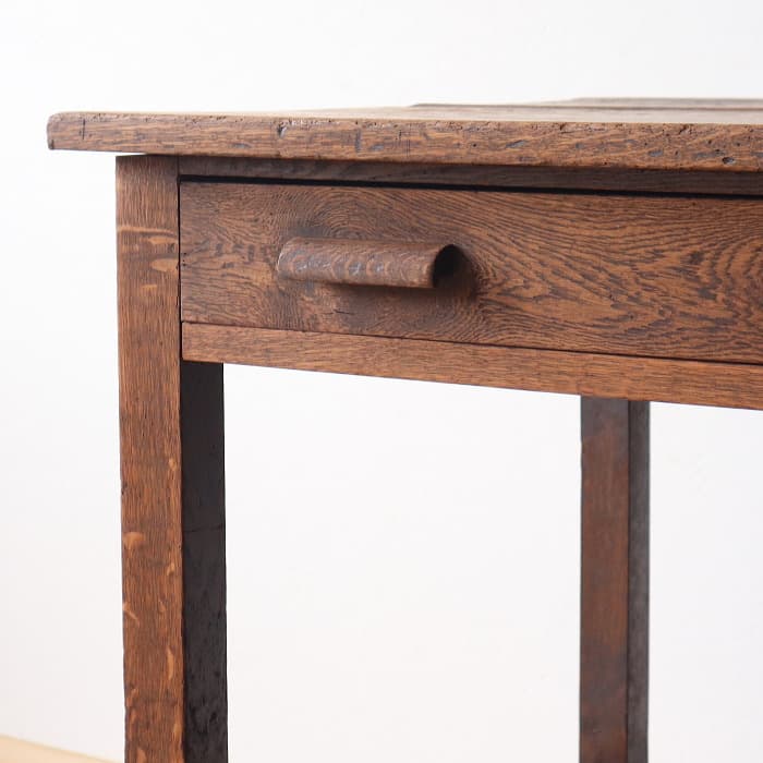 アンティーク ナラ材 片袖机 レトロ 無垢材 デスク 古家具