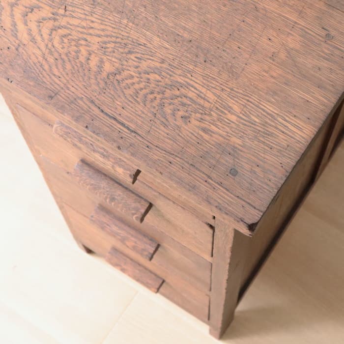 アンティーク ナラ材 片袖机 レトロ 無垢材 デスク 古家具