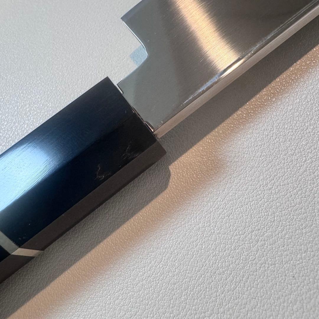 柳刃包丁 240mm 全鋼 鏡面 黒檀・天然牛角八角柄 極美品 和包丁
