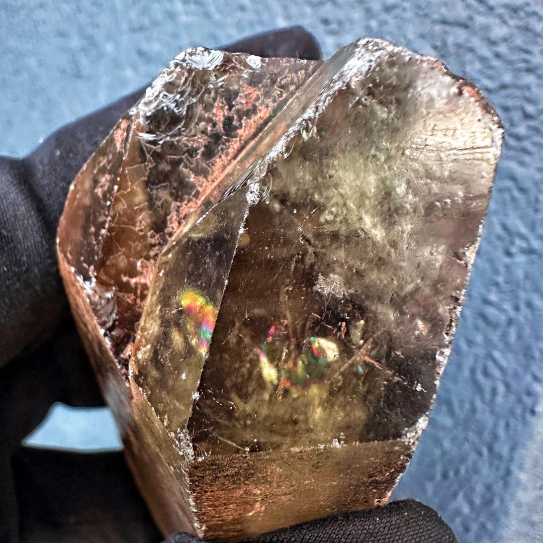 高透明度❗️浄化❗️レインボー☆魔除スモーキーシトリン水晶クラスター天然石A1494