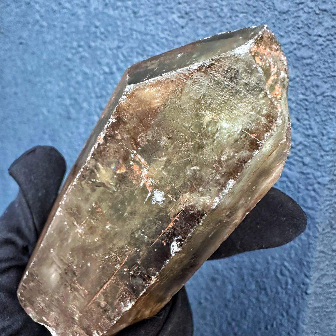 高透明度❗️浄化❗️レインボー☆魔除スモーキーシトリン水晶クラスター天然石A1494