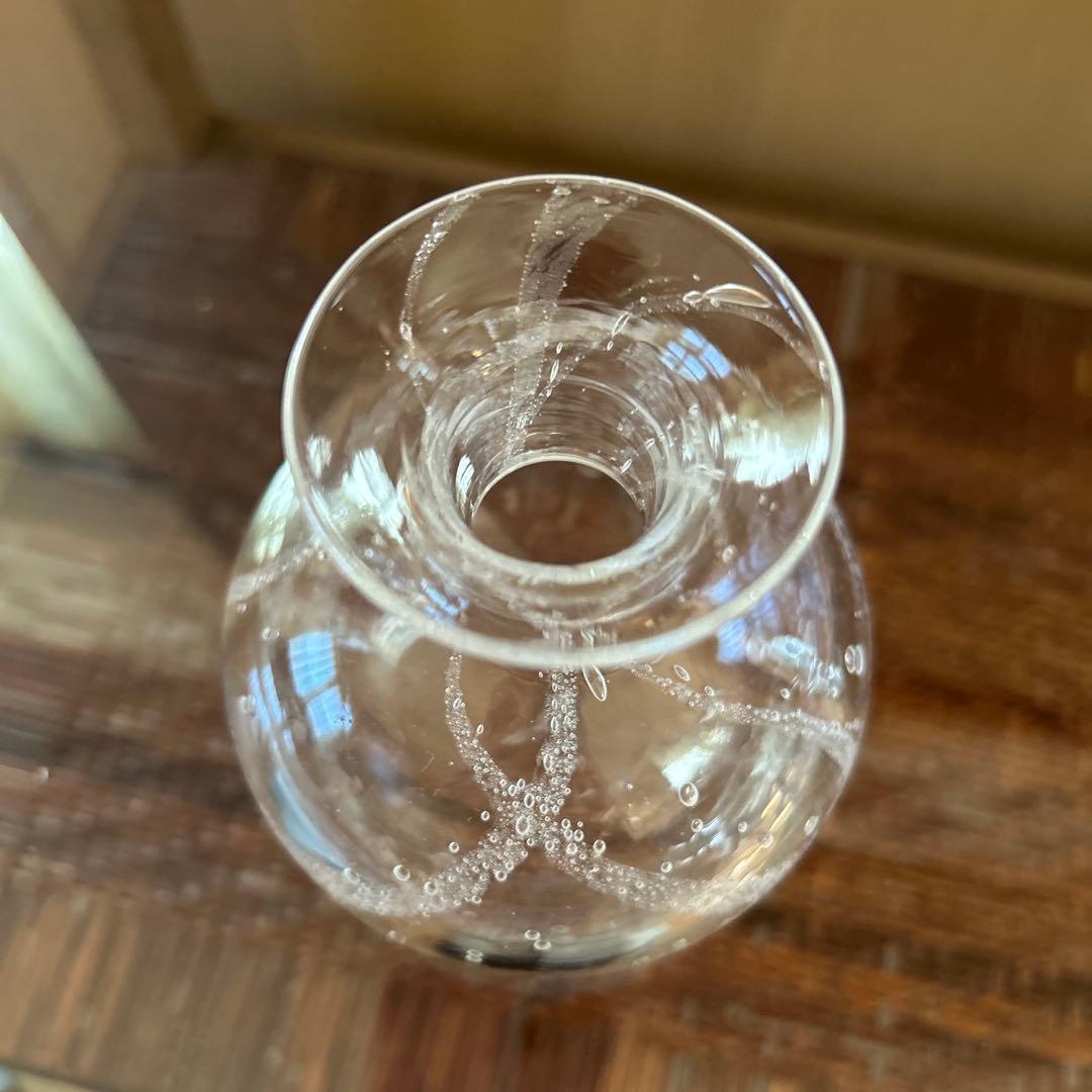 新品◆102荒川尚也　そばちょこ&型徳利　アワガラス気泡3点セット　晴耕社ガラス