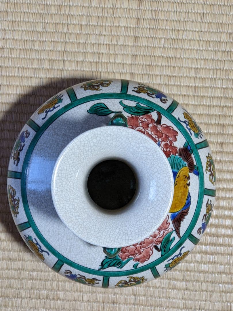 ♦九谷焼 龍双耳 花鳥 宝尽し紋様 壺 置物飾り 花器 花活 花瓶 骨董品