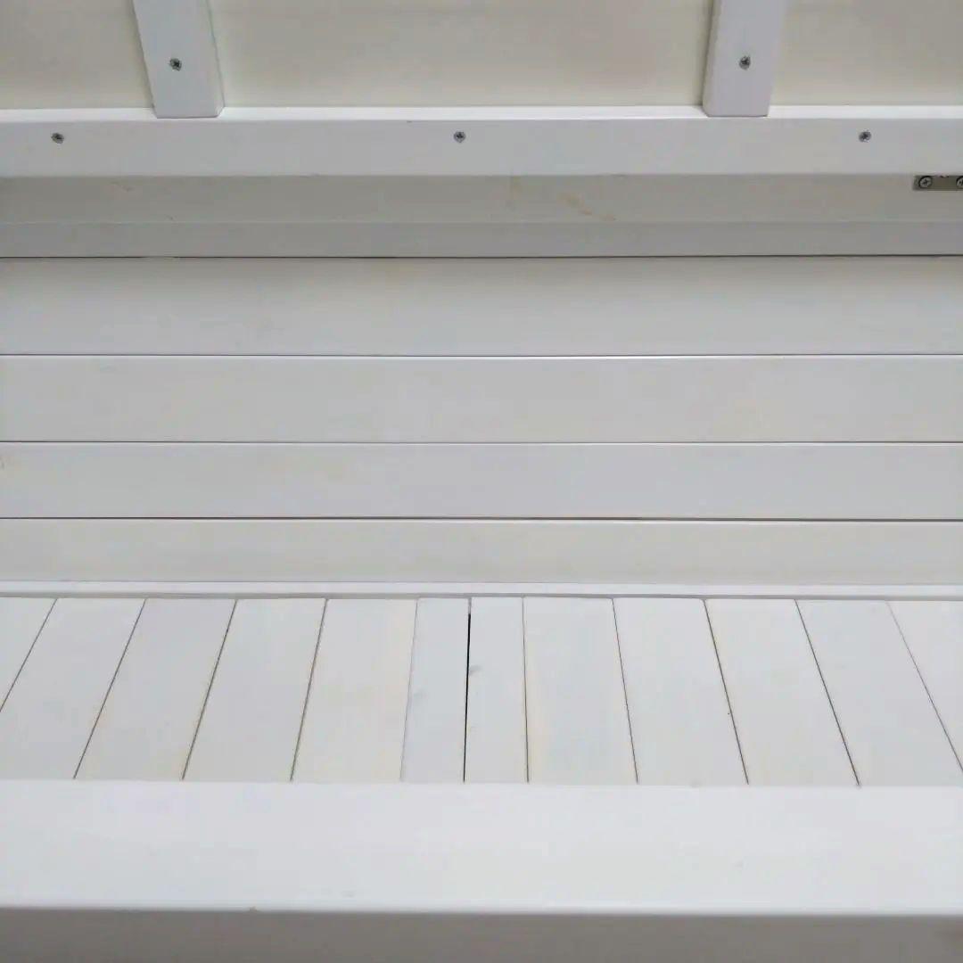 ホワイト木製収納付きベンチ