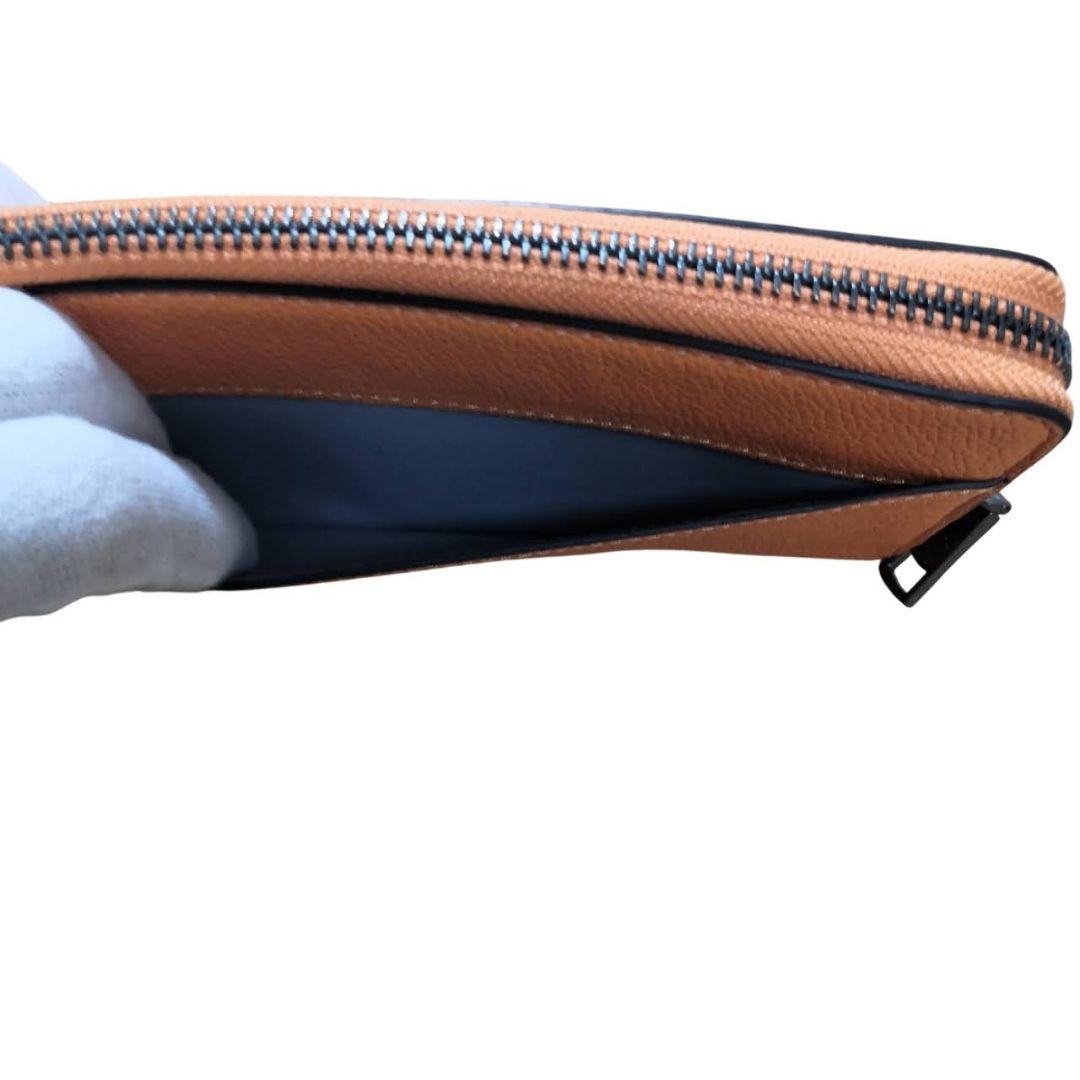 【れお】COACH シボ革 長財布 ラウンドファスナー 茶