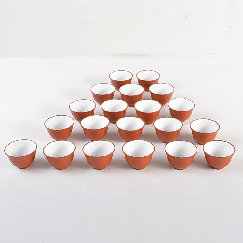 煎茶道具　紫砂　朱泥　内白釉　煎茶碗　20客まとめて　N　6285