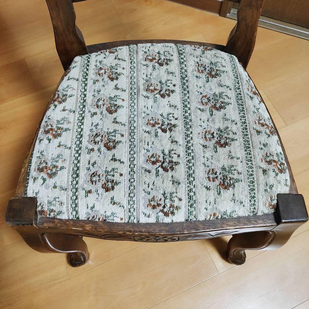 木製 アンティークデスクチェア ヴィンテージ 椅子 海外輸入家具 東欧製 猫脚