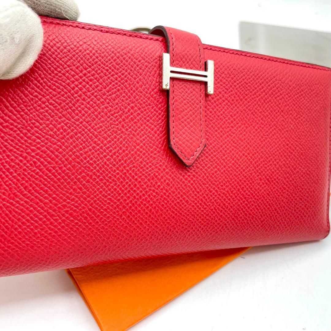 極美品　T刻印　エルメス ベアンスフレ 長財布 エプソン レザー ローズ