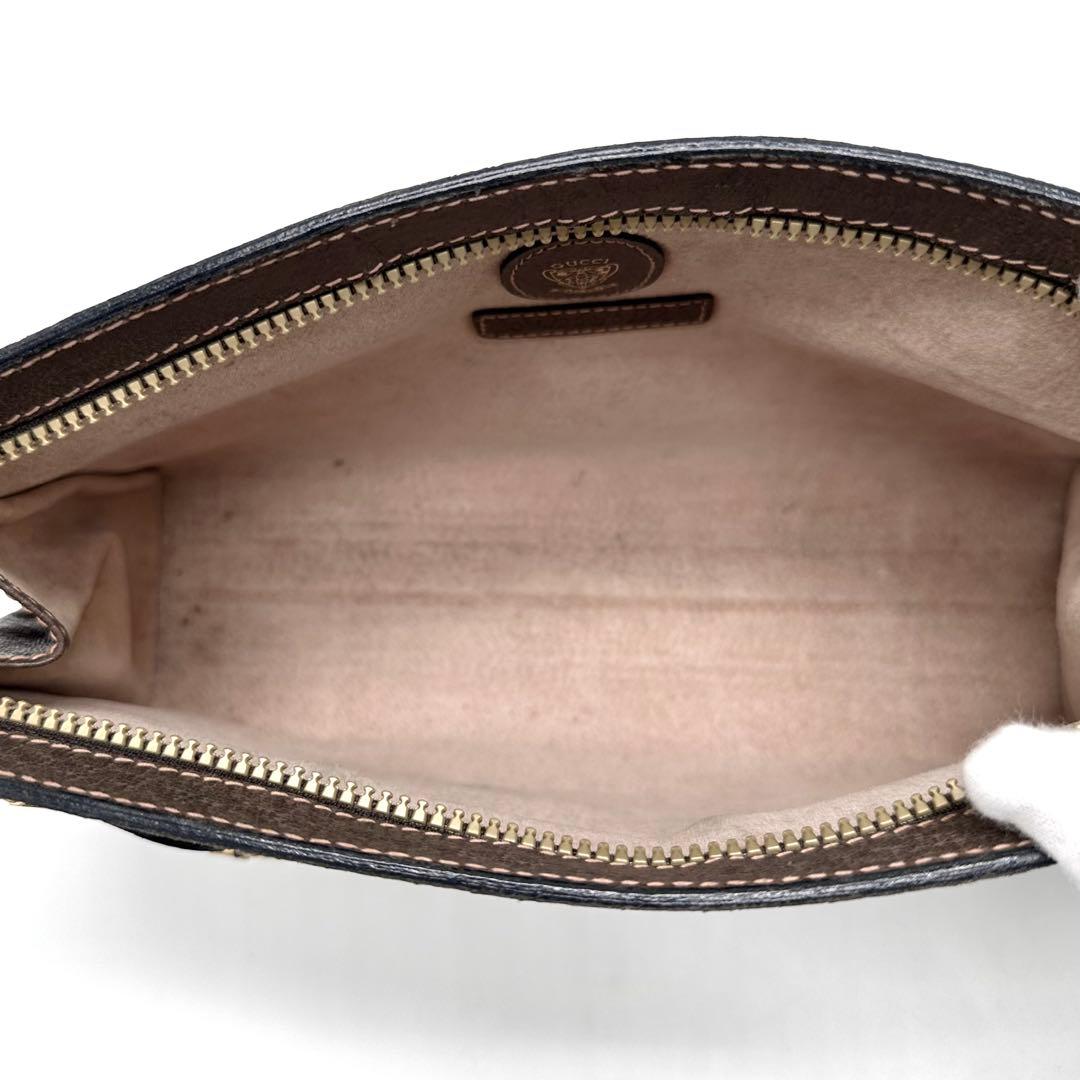 レア極美品 OLD GUCCI クラッチバッグ ロゴ金具 レザー 焦茶 男女兼用