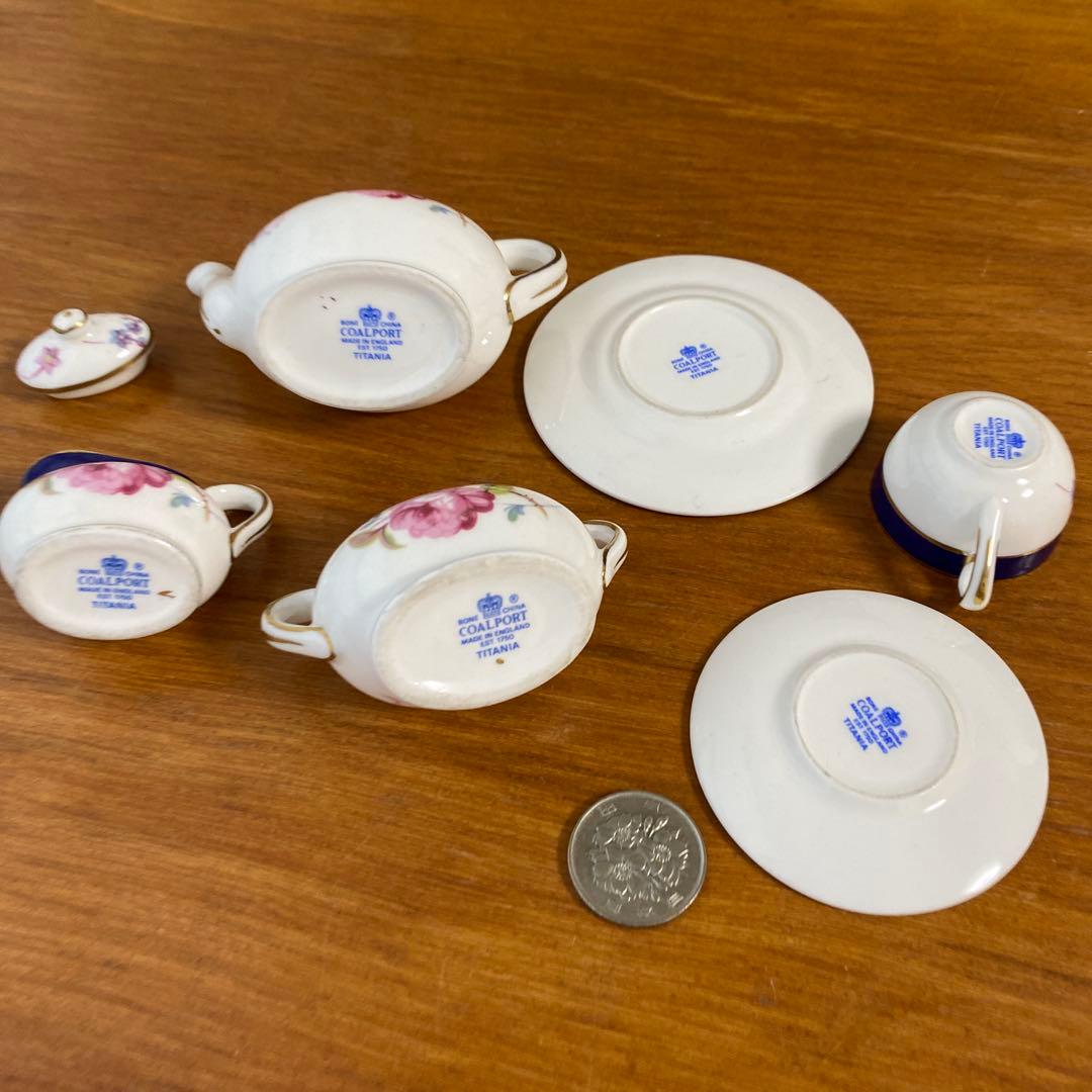 コールポート ミニチュア　コバルト　ローズ　ティーセット　ティタニア　チタニア