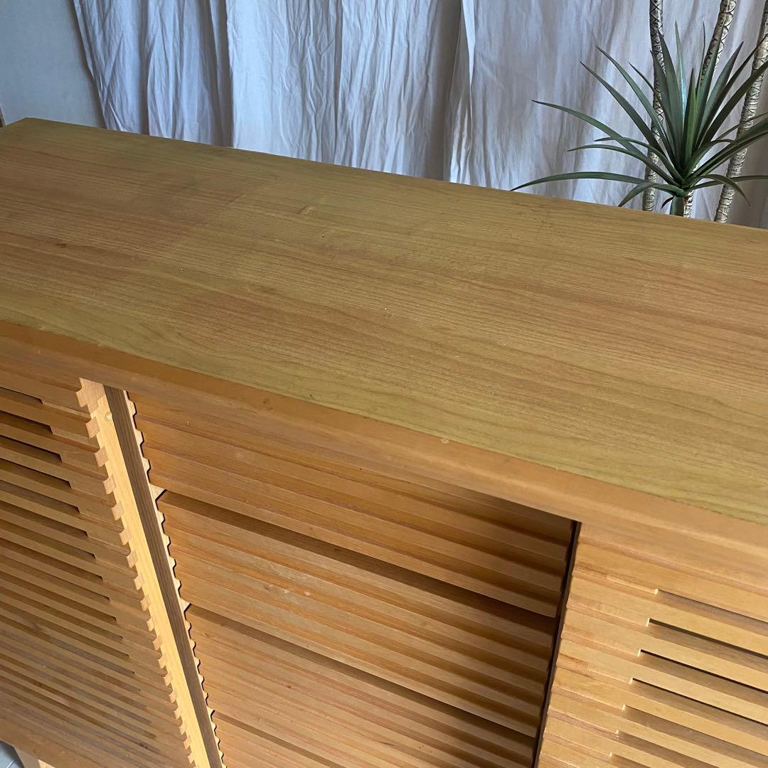 北欧　格子　キャビネット　サイドボード　ナチュラル　モダン　チェスト　棚