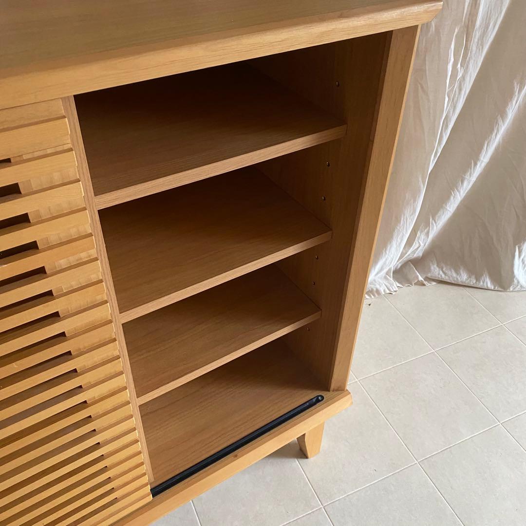 北欧　格子　キャビネット　サイドボード　ナチュラル　モダン　チェスト　棚