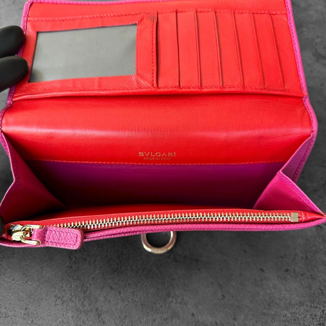 希少✨BVLGARI ビーゼロワン　サフィアーノレザー　二つ折り長財布　ピンク