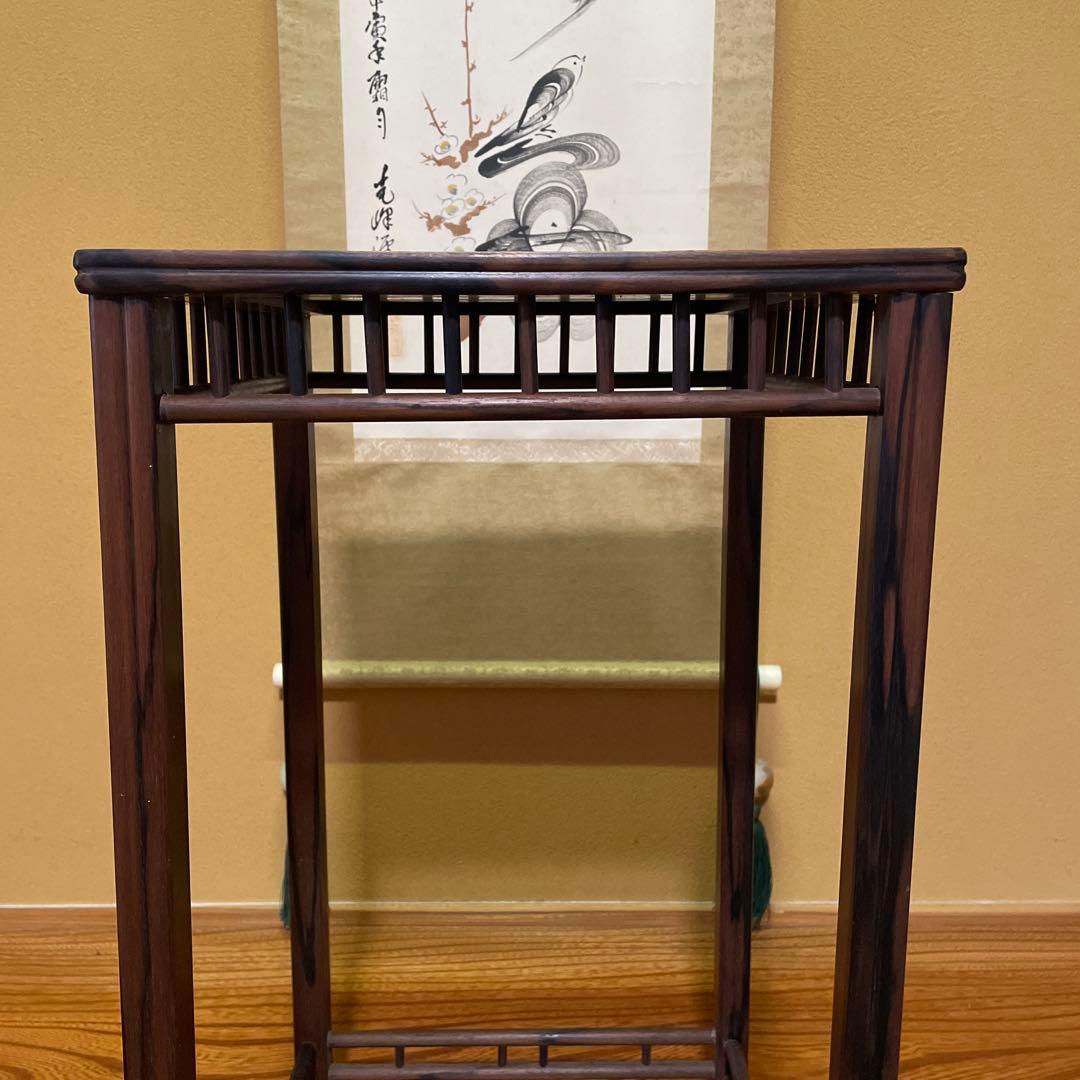 【唐木】懸崖1.1尺 盆栽台 黒檀 ビンテージ品 高卓(こうしょく)【訳あり品】