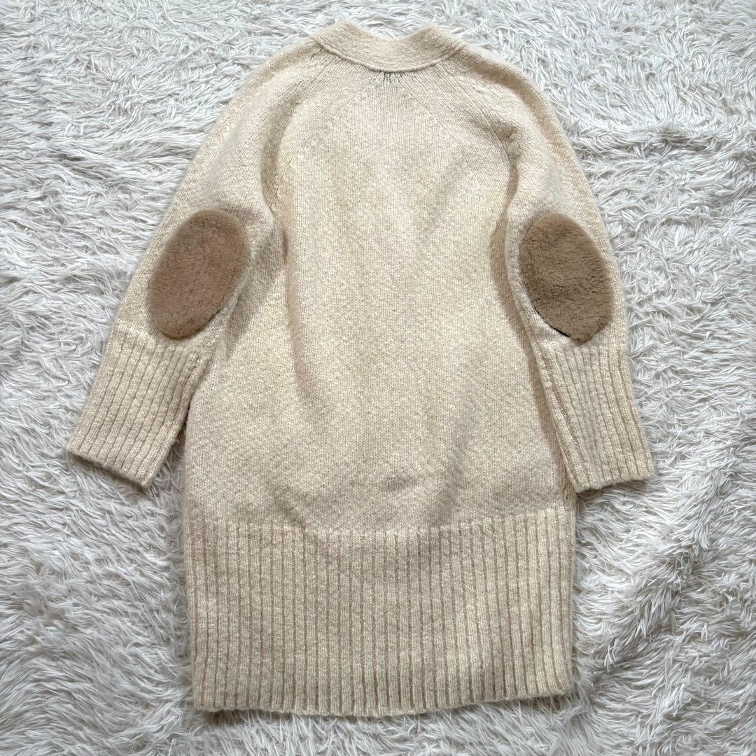 ドゥロワー　アルパカ エルボーパッチ ニット　ロングカーディガン　リブ