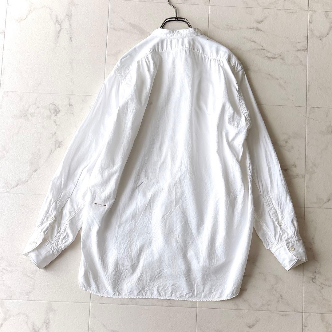 45R 薄オックスの908ビッグーグーシャツ ホワイト 2ゆったり 刺繍ボタン