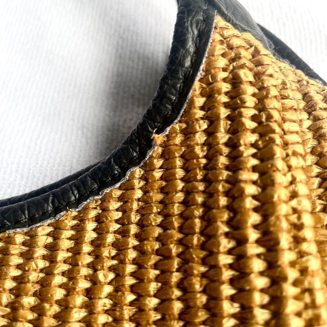 ★美品★ マルコマージ イタリア製 ラフィア レザー かごバッグ トートバッグ