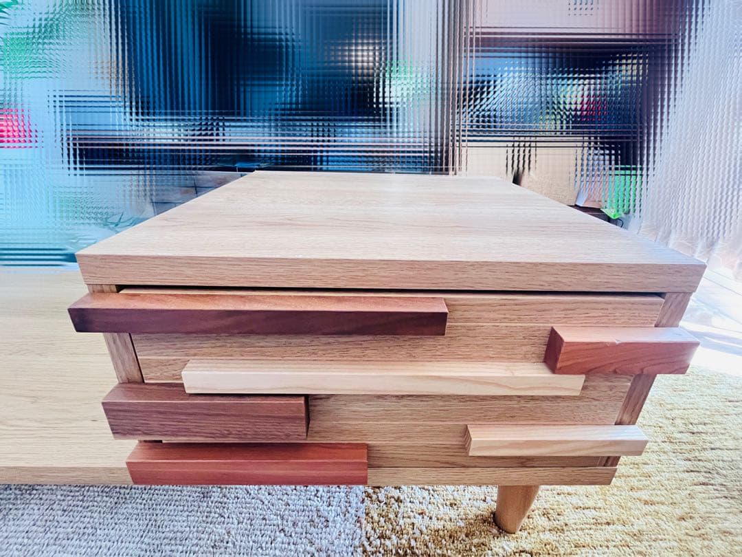 【引取限定】IDC大塚家具　木製ローテーブル110cm 、モーブル、北欧風