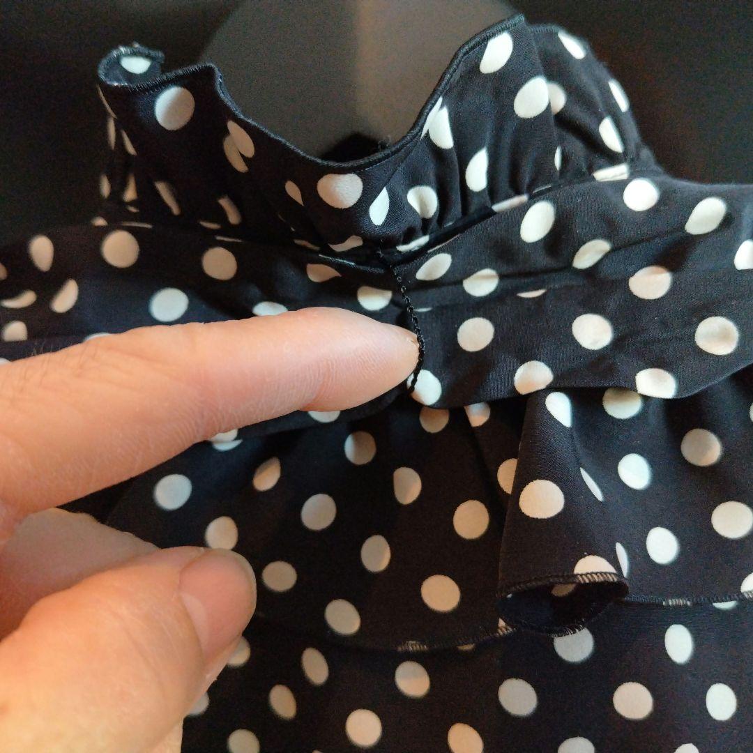 極美品 LOULOU WILLOUGHBY デシンドットフリルボウタイブラウス黒