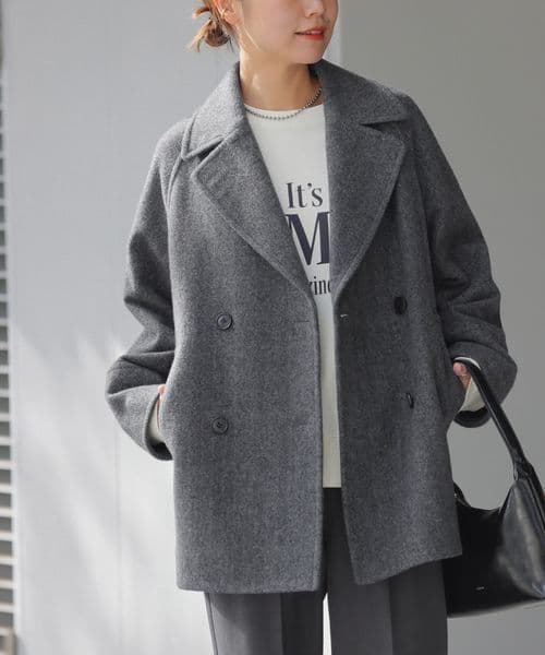 極美品 JOURNALSTANDARDrelume 尾州ウールピーコート グレー