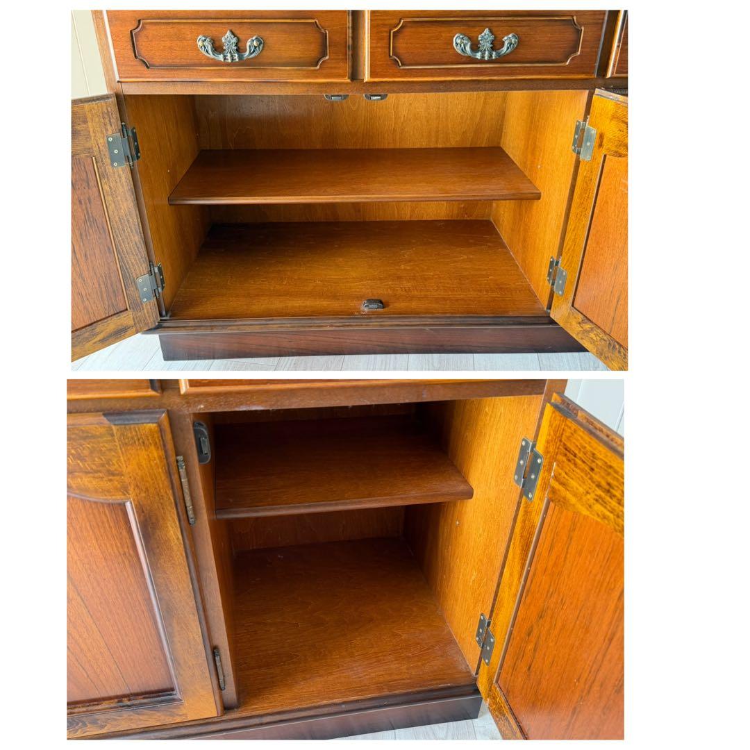 もも出品 カリモク家具 コロニアルシリーズ 食器棚 キッチンボード ガラス