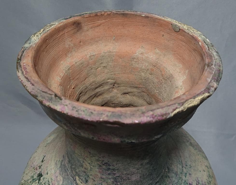 コレクター収集品　東漢時代　出土品　緑釉　大壷　高さ33.5cm