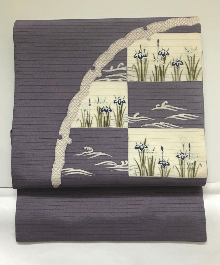 絽に菖蒲の柄の名古屋帯　夏帯　正絹