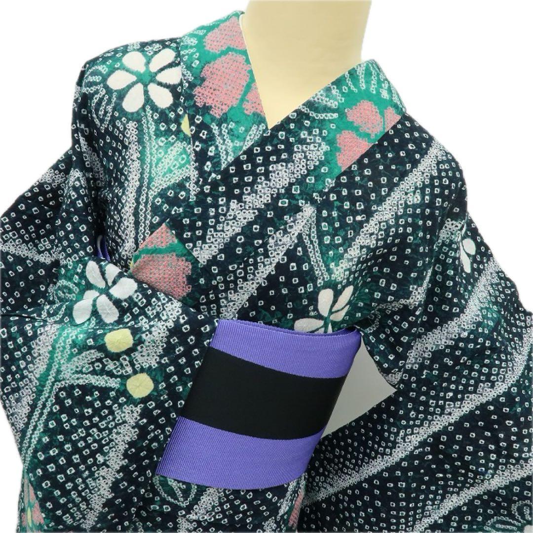 美品 有松鳴海絞り トールサイズ 高級浴衣 着物 A3411