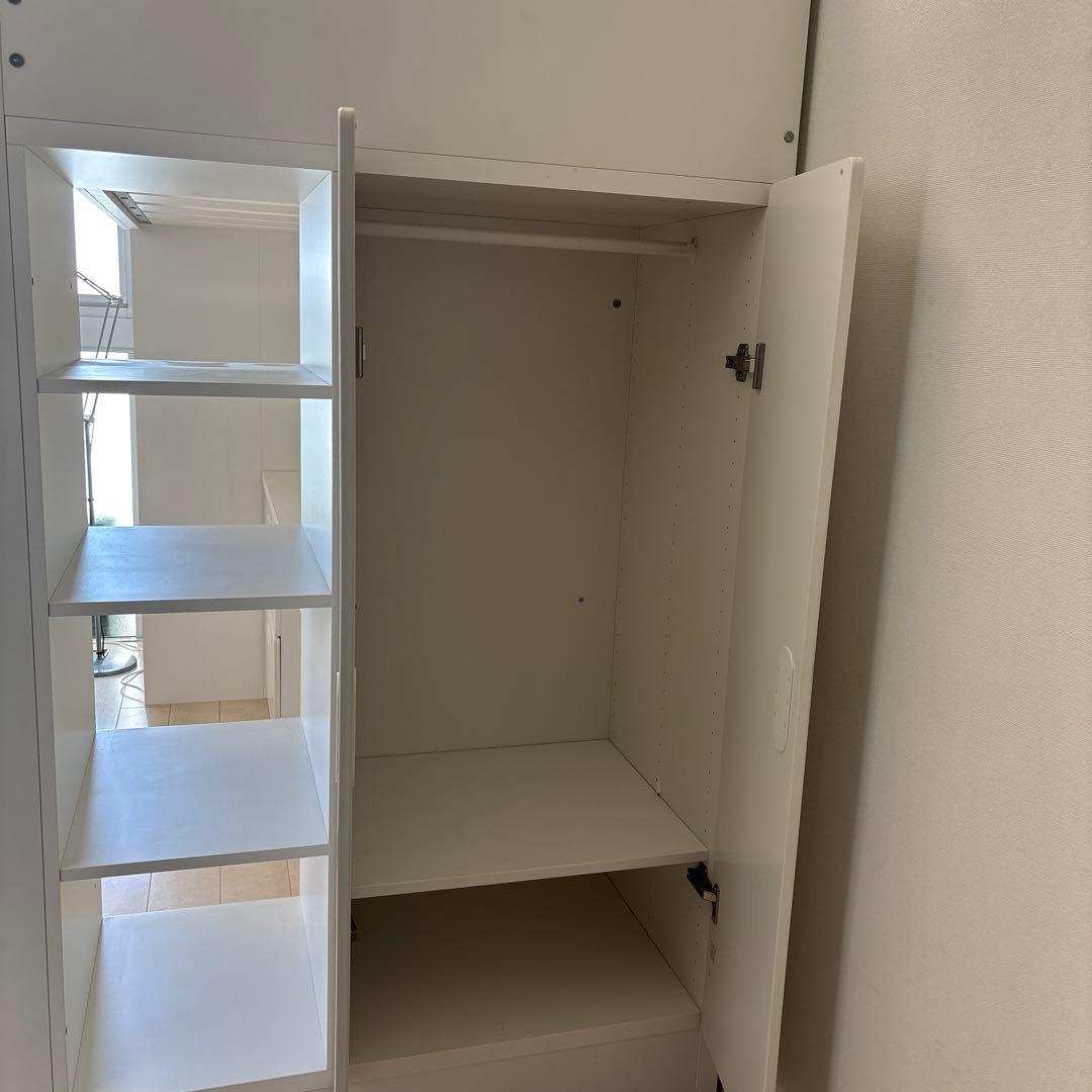 【東京23区引き取り限定】　IKEA ロフトベッド白　 机＆椅子＆間接照明