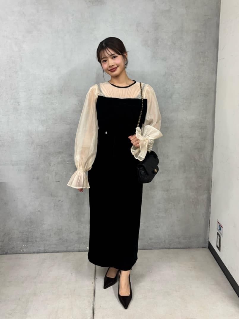 M オケージョン 配色シアーリボンベロアワンピース SALON by Chico