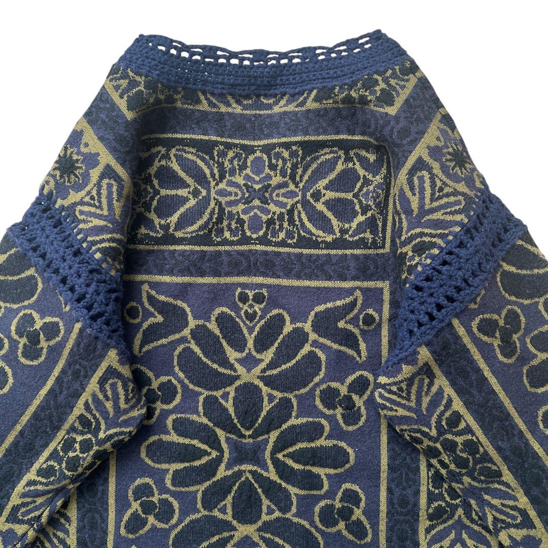 Ameri　RUG PATTERN KNIT JACKET　ネイビー