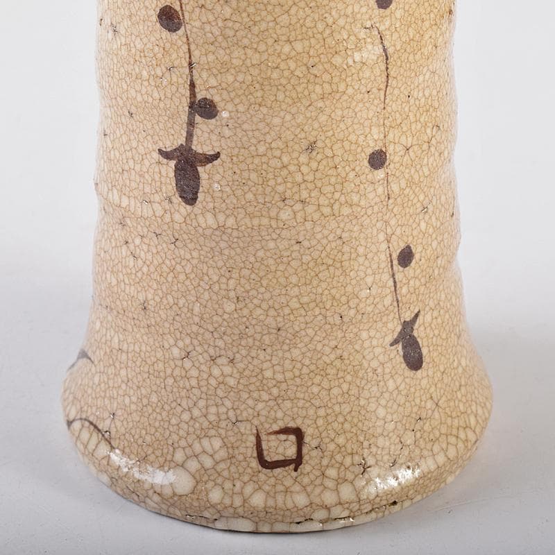 北大路魯山人作　絵織部　花入　共箱　M　R8609