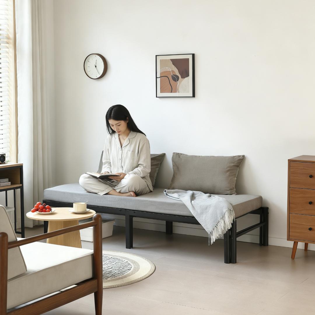 【ブラック】ディベッド 伸長式ベッド シングル セミダブル 2way 伸縮 収納