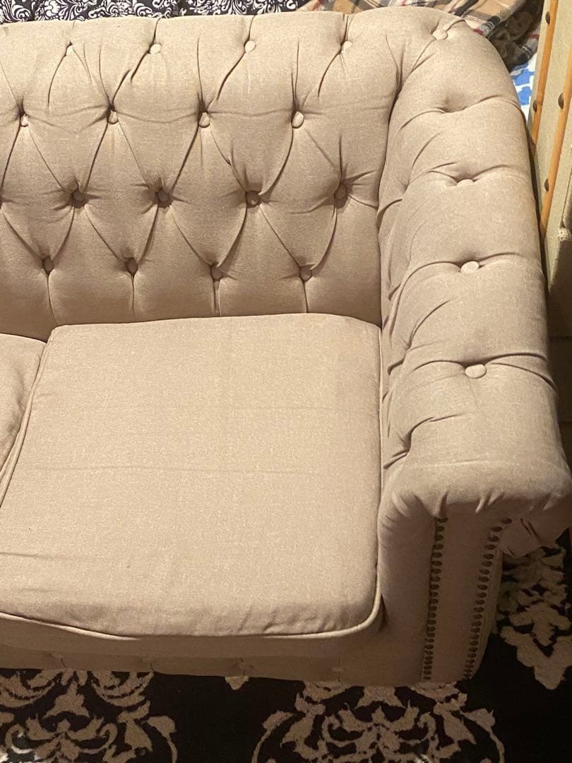 ルクラス♦️ゆったり ダブルソファ♦️本革 ホワイト♦️ベンチスツールあり♦️送料込